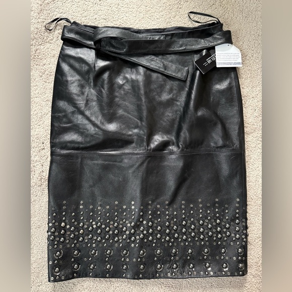 Lafayette 148 New York Dresses & Skirts - Lafayette 148 New York Lambskin Leather Black Studded Pencil Skirt- New With Tag